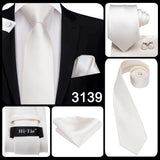 Men's 3 Pcs White Silk Wedding Tie Sets - White - 0276 - One Size - Silk - image 23