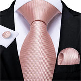 Men's 3 Pcs Silk Pink Wedding Tie Set - Pink - MJ-7195 - Medium - Silk - image 23