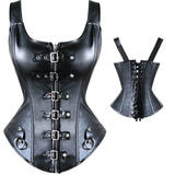 Women's Faux Leather Steampunk Corset - Black - Corset - 6XL - PU Leather - image 2
