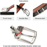 Men's Luxury Leather Belt Reversible Buckle - Yellow/Brown/Black - 1 / Men's Belt - 130cm - Genuine Leather - image 11