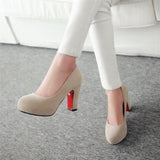Women's Faux Suede High Chunky Heels - Blue - Chunky Heels - 43 B - PU Flock Leather - image 31