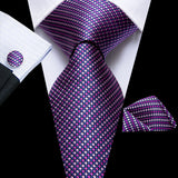 Men's 3 Pcs Purple Silk Wedding Tie Sets - Purple - 0471 - One Size - Silk - image 1