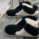 Women's Cartoon Pet Slippers - White/Black - Dog Slippers - 45 B - Plush - image 15