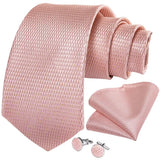 Men's 3 Pcs Silk Pink Wedding Tie Set - Pink - MJ-433 - Medium - Silk - image 2