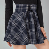 Women's Gothic Retro Punk Plaid Mini Skirt - Black - Skirt - XXL - Polyester - image 7
