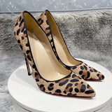 Women's Leopard Print High Heel Stilettos - Beige - 1 / 12cm Heel - 43 B - PU Suede Leather - image 18