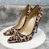 Women's Leopard Print High Heel Stilettos - Beige - 1 / 12cm Heel - 43 B - PU Suede Leather - image 16