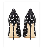 Women's Leather Polka Dot Pointed Toe Heels - White - 1 / 10cm Heel - 45 B - Silk/Leather - image 14