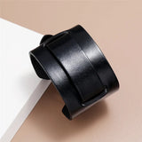 Men's Wide Leather Punk Wristbands - Black - 84029 - Medium - Genuine Leather - image 5