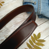 Men's Leather Reversible Rotatable Belt - Black/Blue - Men's Belt - 85cm (Waist 70cm) - Genuine Leather - image 15