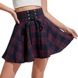 Women's Gothic Retro Punk Plaid Mini Skirt - Black - Skirt - XXL - Polyester - image 34