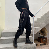 Women's Big Pockets Loose Cargo Pant - Black - Pants - XXXL - Polyester - image 5