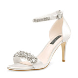 Women's Rhinestone Bridal Stilettos - Champagne - Evening Shoe - 15 B - Silk - image 19