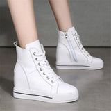Women's Canvas High Rise Ankle Sneaker - White - Lace Up - 7 B - Canvas - image 15
