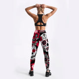 Women's Fitness Leggings Skull, Web, Swirl - Red - Lgs-3896 / Skulls - XXL - Spandex - image 17