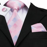 Men's 3 Pcs Silk Pink Wedding Tie Set - Pink - MJ-350 - Medium - Silk - image 33