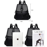 Backpacks Women's Quality Backpack Bag - Black - Backpack Handbag - Medium - PU Leather - image 24