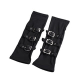 Women's Men's Half Finger Buckle Gloves - Black - Fingerless Gloves - Medium - Polyester - image 7