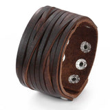 Men's Multi Layer Cosplay Wrist Band - Brown - Wide Wristband - Medium - Genuine Leather - image 1