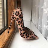 Women's Leopard Print High Heel Stilettos - Beige - 1 / 12cm Heel - 43 B - PU Suede Leather - image 4