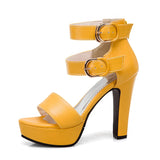 Women's High Strappy Platform Sandals - Red - Platform Sandals - 50 B - PU Leather - image 9