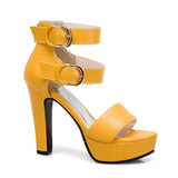 Women's High Strappy Platform Sandals - Red - Platform Sandals - 50 B - PU Leather - image 11