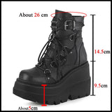 Funki Buys | Boots | Women's Goth Lace Up Platform Wedges