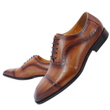 Men's Elegant Leather Oxford Brogue Shoe - Black - Formal Shoes - 12 B - Genuine Leather - image 9
