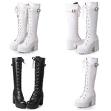 Women's High Luxury Gothic Platform Boots - Black - 1 / Lace Up - 10 B - PU Leather - image 48