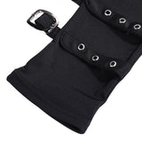 Women's Men's Half Finger Buckle Gloves - Black - Fingerless Gloves - Medium - Polyester - image 6