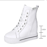 Women's Canvas High Rise Ankle Sneaker - White - Lace Up - 7 B - Canvas - image 18