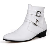 Men's Buckle Strap Block Heel Dress Boots - Black - Dress Boot - 12 B - PU Leather - image 28
