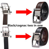 Men's Leather Reversible Rotatable Belt - Black/Blue - Men's Belt - 85cm (Waist 70cm) - Genuine Leather - image 10