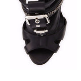 Women's Buckle Strap Zip Stiletto Sandals - Black - Gladiator Sandals - 46 B - PU Patent Leather - image 18