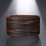 Men's Multi Layer Cosplay Wrist Band - Brown - Wide Wristband - Medium - Genuine Leather - image 11