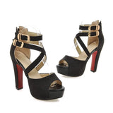 Women's Gold Glitter Platform Sandals - Gold - 11.5cm / Sandals - 43 B - PU Leather - image 5