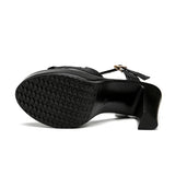 Women's Block Heel Platform Sandals - Black - 12 B - PU Leather - image 7