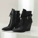 Women's Pointed Toe Zip Up Ankle Boots - Alligator Pattern - Black - 11.5 B - PU Leather - image 19