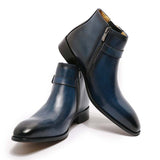 Men's Genuine Leather Formal Dress Boots - Blue - Men's Formal Boots - 12 B - Genuine Leather - image 1