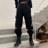 Women's Big Pockets Loose Cargo Pant - Black - Pants - XXXL - Polyester - image 4
