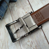 Men's Leather Reversible Rotatable Belt - Black/Blue - Men's Belt - 85cm (Waist 70cm) - Genuine Leather - image 14