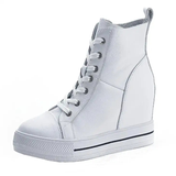 Women's Canvas High Rise Ankle Sneaker - White - Lace Up - 7 B - Canvas - image 3