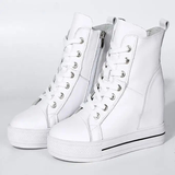 Women's Canvas High Rise Ankle Sneaker - White - Lace Up - 7 B - Canvas - image 4