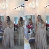 Women's Chiffon Beaded Prom Dress - Champagne - Prom Dress - 28W - Chiffon Lace - image 6
