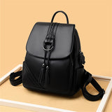 Backpacks Women's Quality Backpack Bag - Black - Backpack Handbag - Medium - PU Leather - image 9