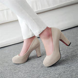 Women's Faux Suede High Chunky Heels - Blue - Chunky Heels - 43 B - PU Flock Leather - image 32