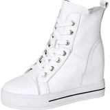 Women's Canvas High Rise Ankle Sneaker - White - Lace Up - 7 B - Canvas - image 9