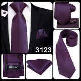 Men's 3 Pcs Purple Silk Wedding Tie Sets - Purple - 3148 - One Size - Silk - image 11
