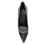 Women's Metal Heel Chain Design Stilettos - Black -  Party Stilettos - 45 B - PU Leather - image 5
