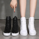 Women's Canvas High Rise Ankle Sneaker - White - Lace Up - 7 B - Canvas - image 27